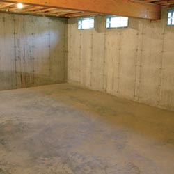 A cleaned out basement in Sicklerville, shown before remodeling has begun