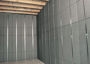 SilverGlo insulation and metal studs making up our Basement to Beautiful&trade; panels.  Installed in Blackwood.