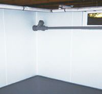 basement vapor barriers on the walls in a formerly leaky basement in Vineland, NJ