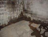 flooded basement with leaky basement walls in Northfield, NJ