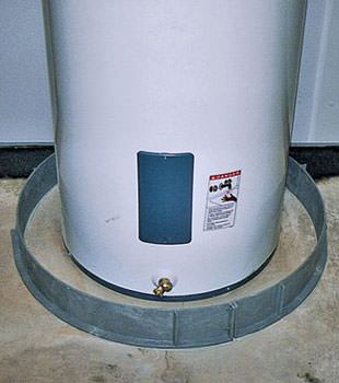 An old water heater in Egg Harbor City, NJ with flood protection installed