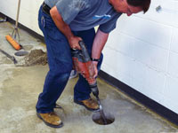 Coring the concrete of a concrete slab floor in Williamstown