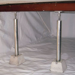 crawl space jack posts installed in an encapsulated crawl space in Williamstown