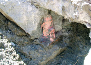 Failed concrete underpinning meant to repair a foundation issue in Mays Landing.