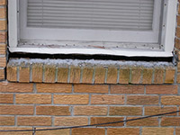 A window sill cracking and separating from the foundation wall in a Havertown home.