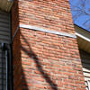 A tilting chimney on a Woodstown home with a leaning, tilting chimney that was temporarily repaired.