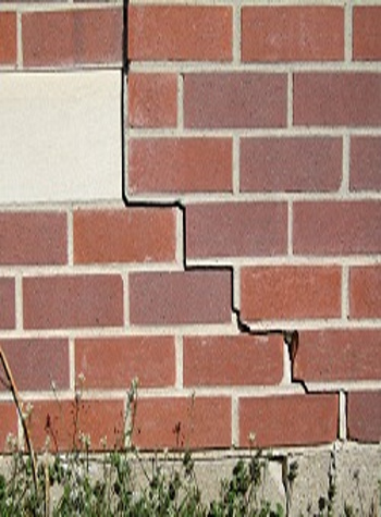 photo of a rotating foundation wall with cracks in Egg Harbor City