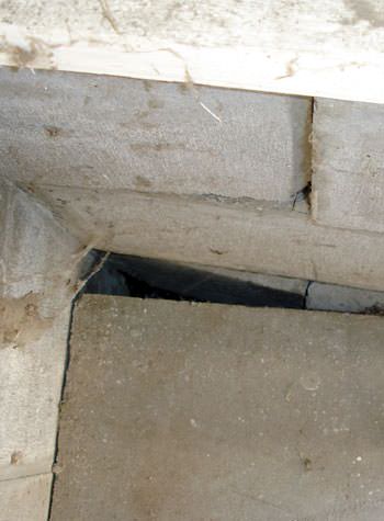 inward rotation of a foundation wall damaged by street creep in a garage in Manchester Township
