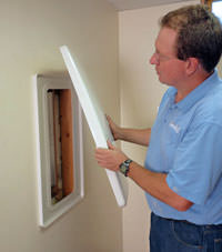 wall anchor covers installed in a foundation repair for a Winslow home.
