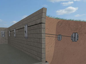 A graphic illustration of a foundation wall system installed in Cape May