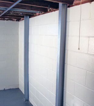 A PowerBrace™ i-beam foundation wall repair system in Vineland