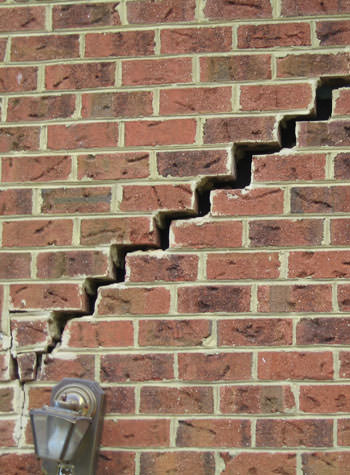 major cracking of a brick foundation wall in Egg Harbor City