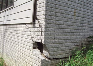 A severely damaged foundation wall in Absecon