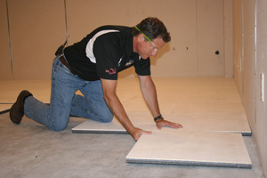 Insulated basement subfloor installation in Sicklerville