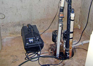 Pedestal sump pump system installed in a home in Voorhees
