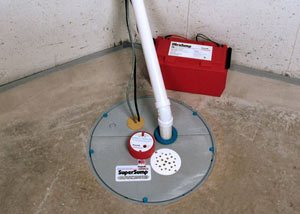 A sump pump system with a battery backup system installed in Cape May
