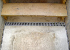 Our grated drain system installed on a leaking basement staircase in Egg Harbor City.