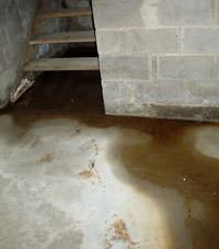 Flooding floor cracks by a hatchway door in Margate City