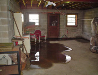 a flooded basement floor in a Brigantine home