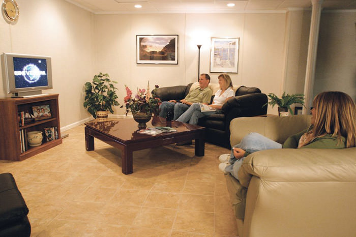 Basement Floor Tiles In Marlton Sicklerville Cherry Hill New A Basement Finished Into Comfortable Family Room