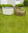 comparison of an old steel basement window well with a new vinyl basement window well in New Jersey and Pennsylvania